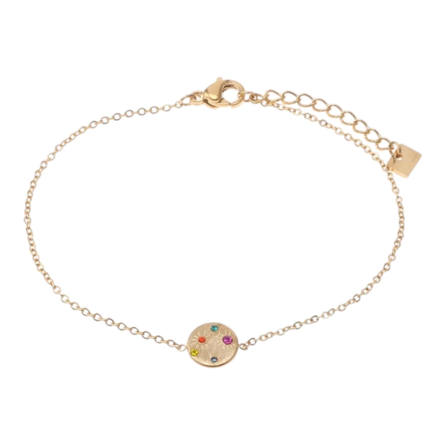 Regenboog steentjes armband goud