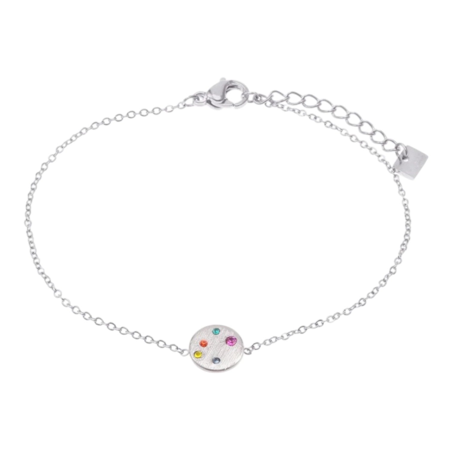 Regenboog steentjes armband zilver