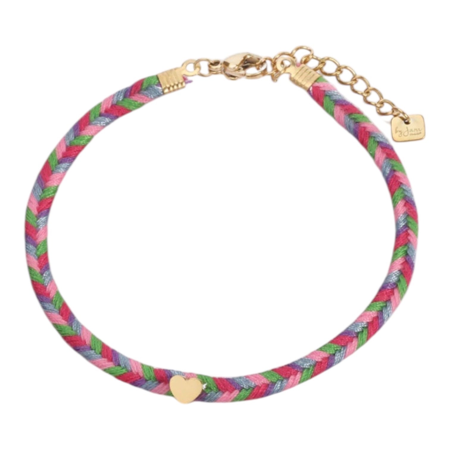 Gekleurde touw armband goud