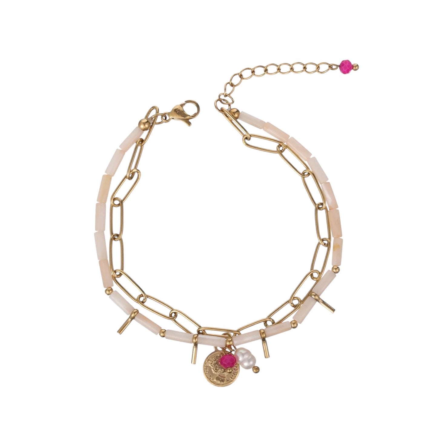 Mixed munt armband goud