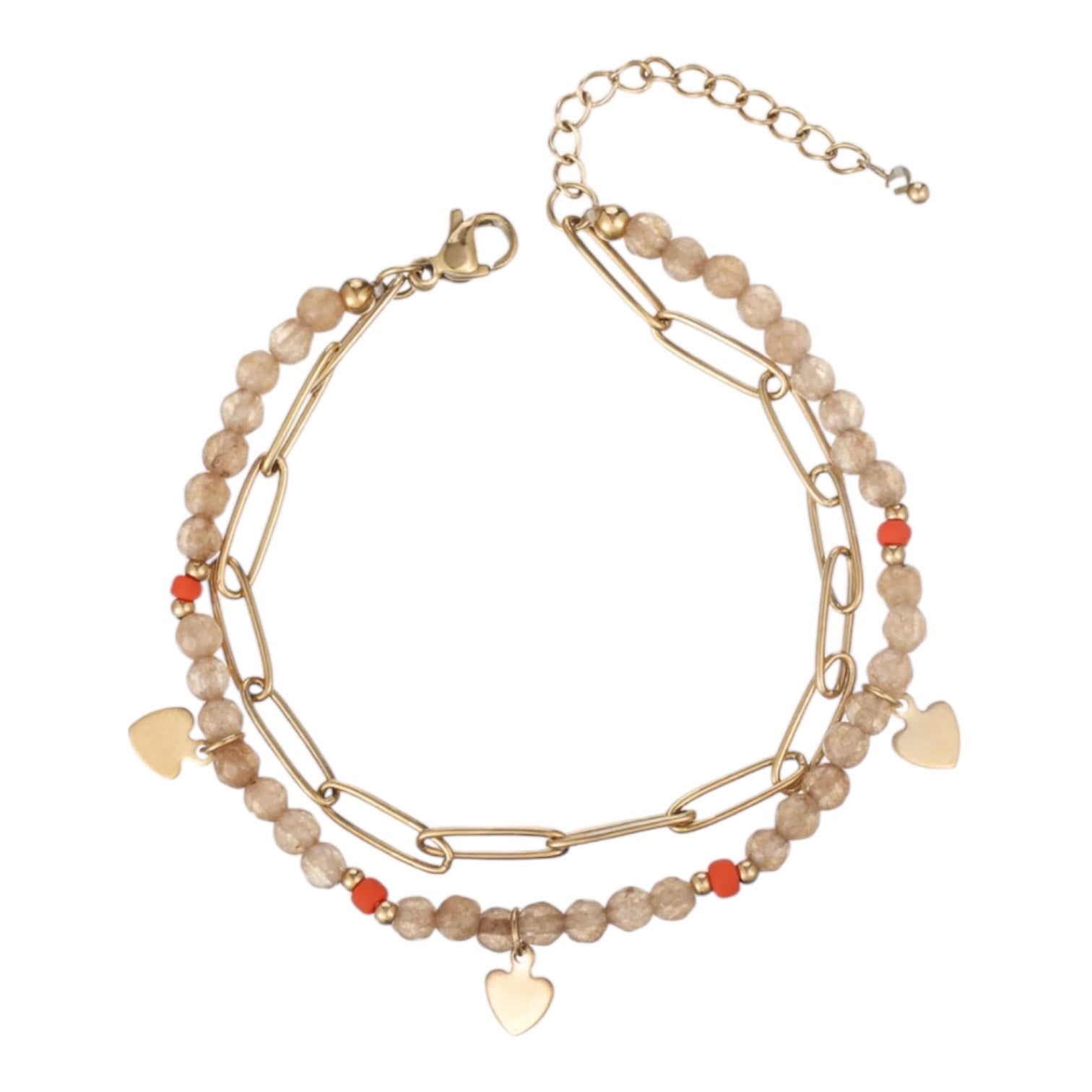 Mixed hart armband goud