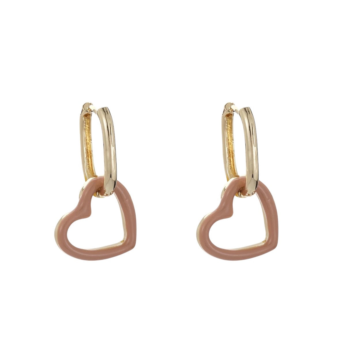 Heart peach oorringen goud