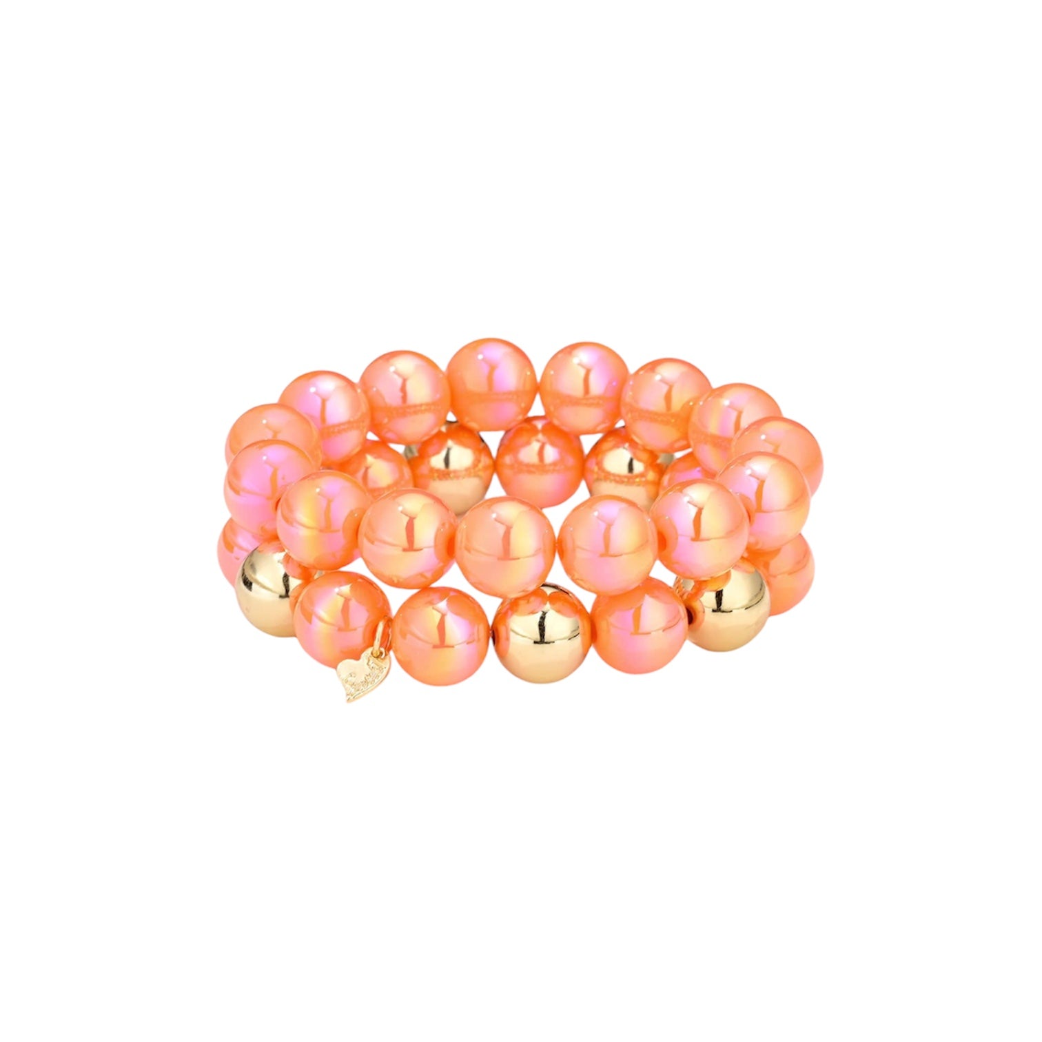 Pastel oranje parel armbanden set