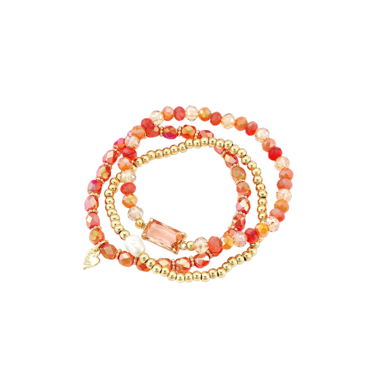 Oranje kralen armbanden set