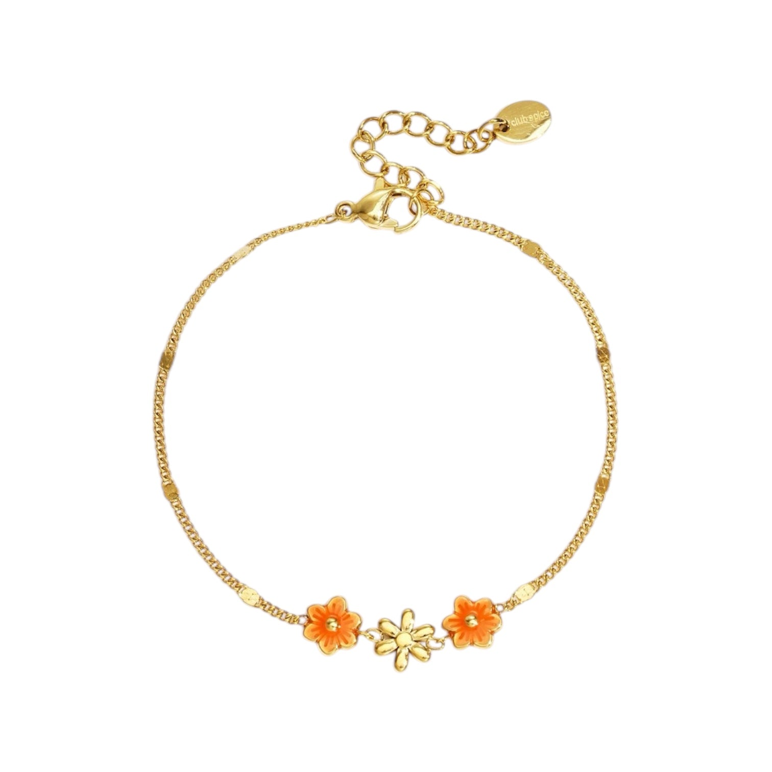 Armband met gekleurde bloemetjes oranje
